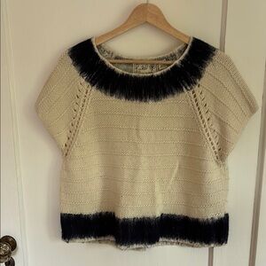 Anthropologie Cream and Black Knit Top